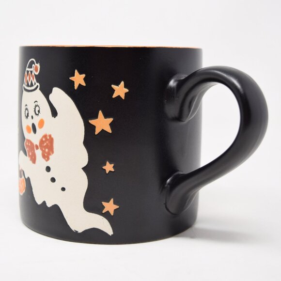 Eli Ana Flying Ghost Halloween Mug New 2024 Black Orange Stars Retro Whimsical - Picture 2 of 11